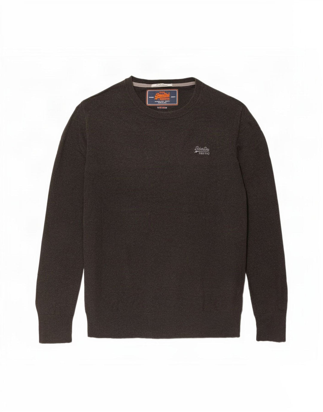 Maglione da uomo girocollo Superdry in cotone marrone grande