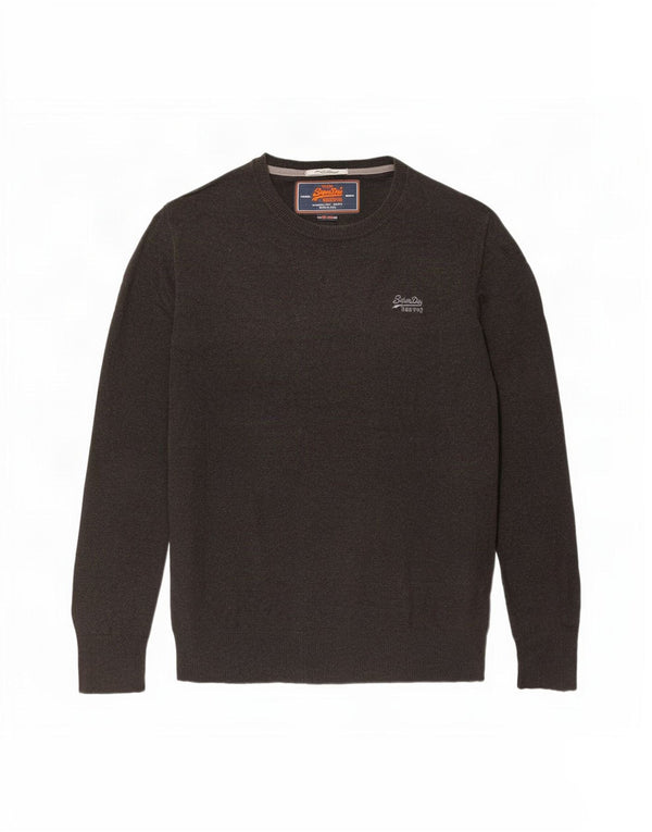Maglione da uomo girocollo Superdry in cotone marrone grande