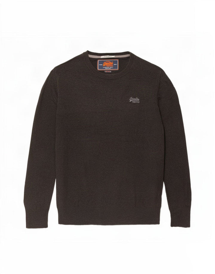 Maglione da uomo girocollo Superdry in cotone marrone grande