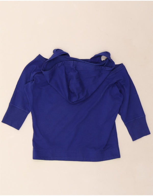 REEBOK Womens 3/4 Sleeve Hoodie Jumper UK 12/14 Medium Blue Cotton