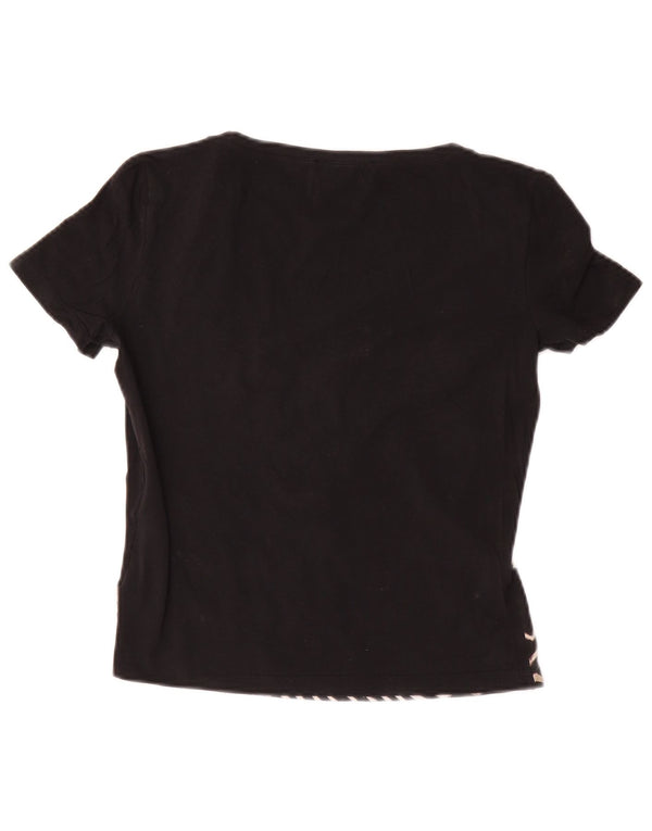 T-shirt grafica da donna Marella Top UK 10 piccola in cotone geometrico nero