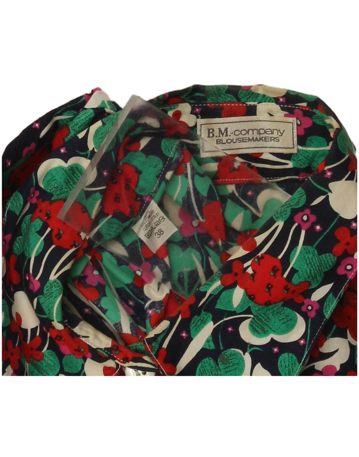 Camicia vintage da donna a maniche corte camicetta EU 38 medio multicolore floreale