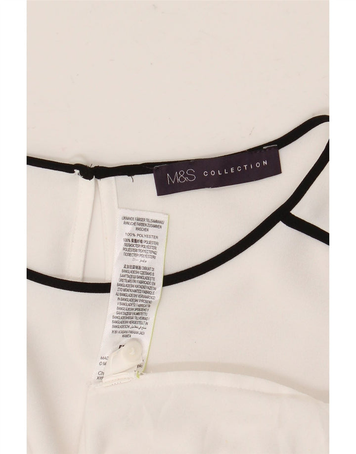 Camicetta a maniche lunghe da donna Marks & Spencer UK 12 Poliestere bianco medio