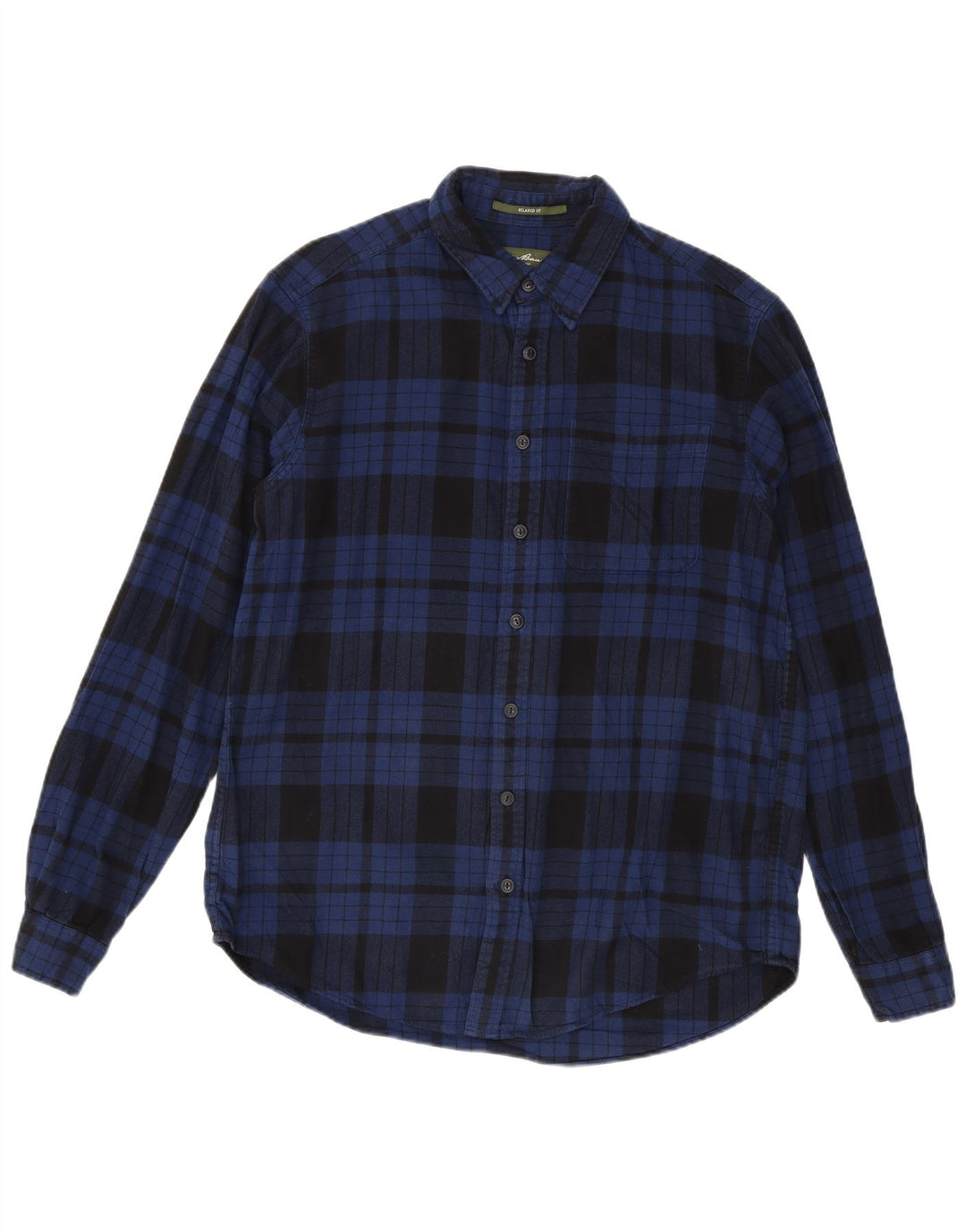 Eddie Bauer Camicia da uomo in flanella dalla vestibilità comoda e alta, a quadri blu navy grandi