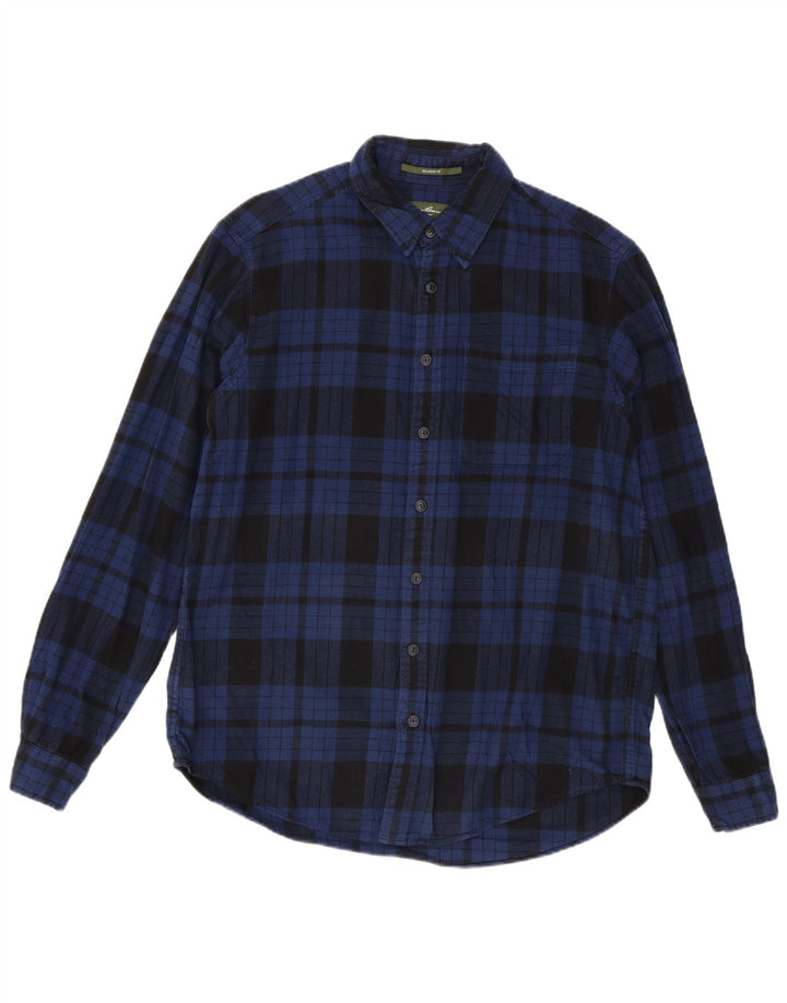 Eddie Bauer Camicia da uomo in flanella dalla vestibilità comoda e alta, a quadri blu navy grandi