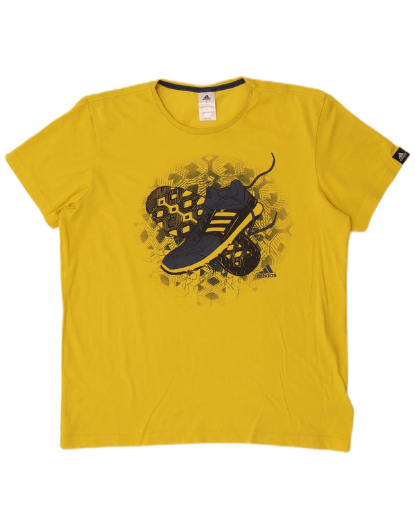 T-shirt grafica da uomo Adidas Top grande in cotone giallo