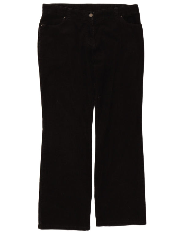 Pantaloni di velluto a coste a vita alta da donna Marks & Spencer UK 14 Large W32 L29 Bla