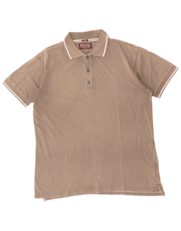 MARLBORO CLASSICS Polo da uomo grande in cotone marrone
