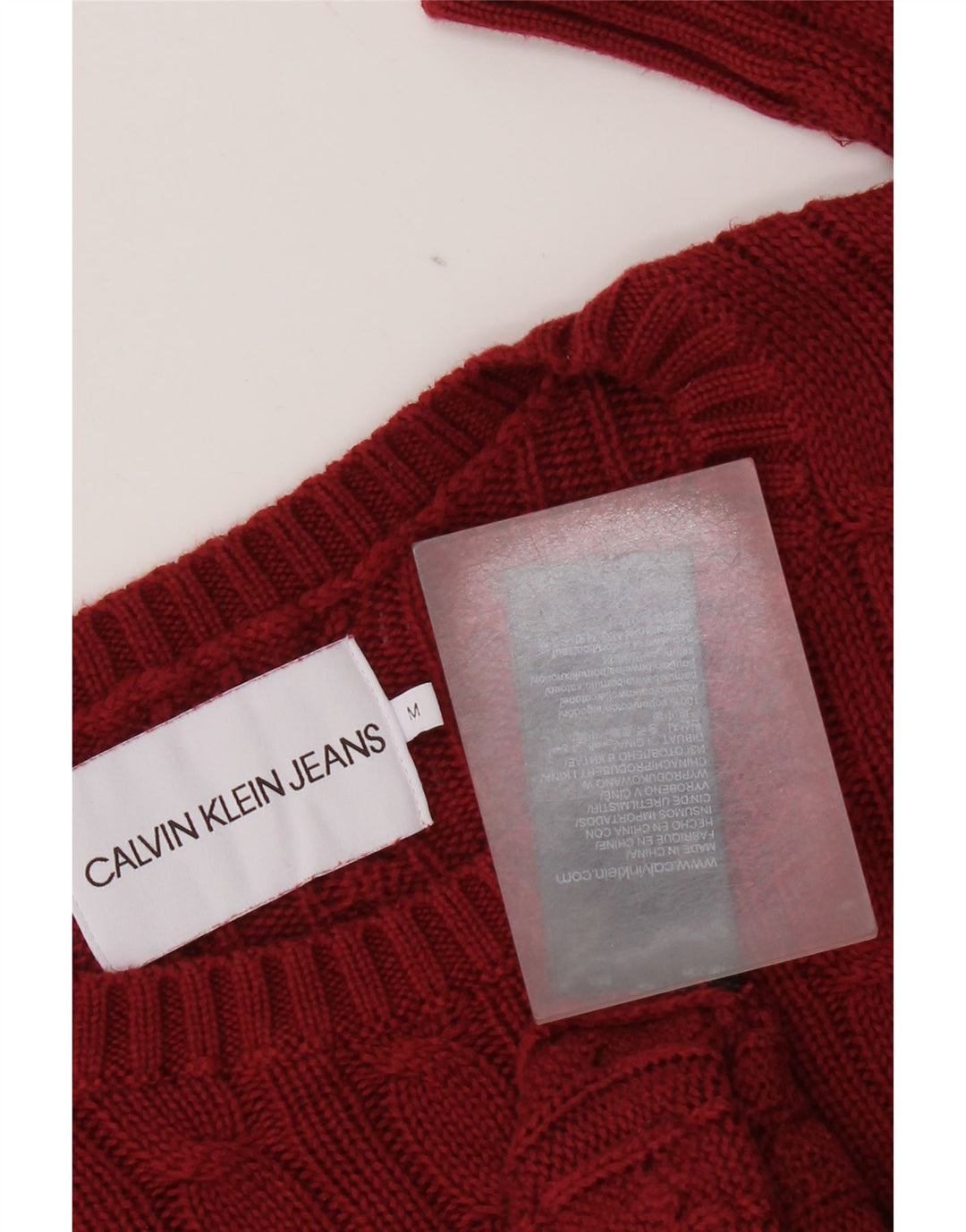 Maglione maglione girocollo da donna Calvin Klein Jeans UK 14 cotone rosso medio