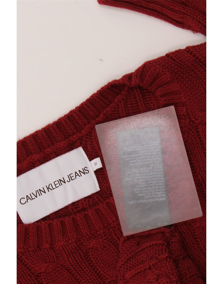 Maglione maglione girocollo da donna Calvin Klein Jeans UK 14 cotone rosso medio