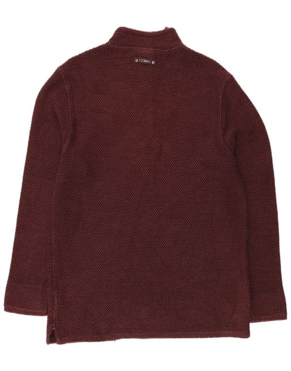 WEIRD FISH Felpa da uomo con zip sul collo Maglione XL Cotone bordeaux