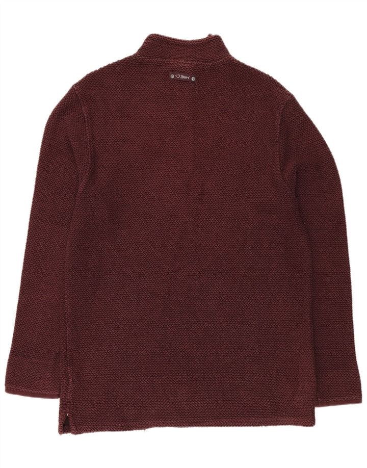 WEIRD FISH Felpa da uomo con zip sul collo Maglione XL Cotone bordeaux