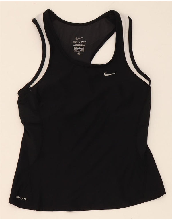Canotta Nike Dri Fit da donna UK 8/10 piccola in nylon color block nero