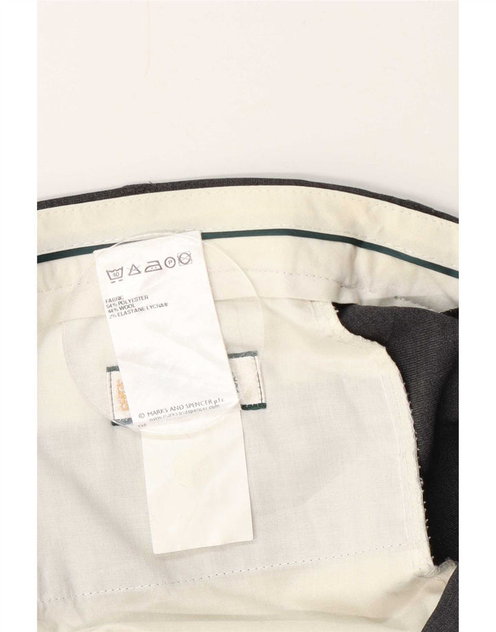 Pantaloni casual dritti da uomo Marks & Spencer W38 L33 poliestere grigio