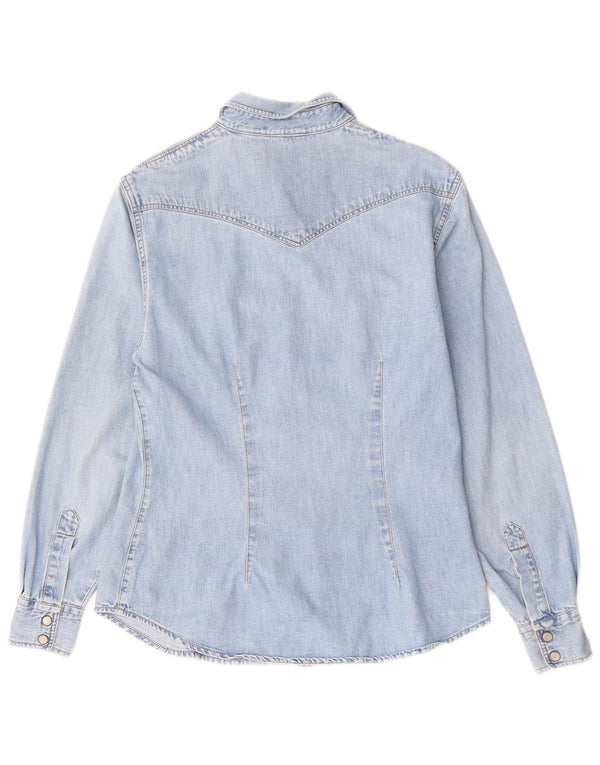 Camicia in denim da donna Benetton UK 10 piccola in cotone blu