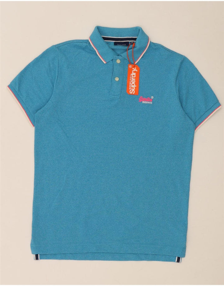 Polo da uomo Superdry Large in cotone chiazzato blu