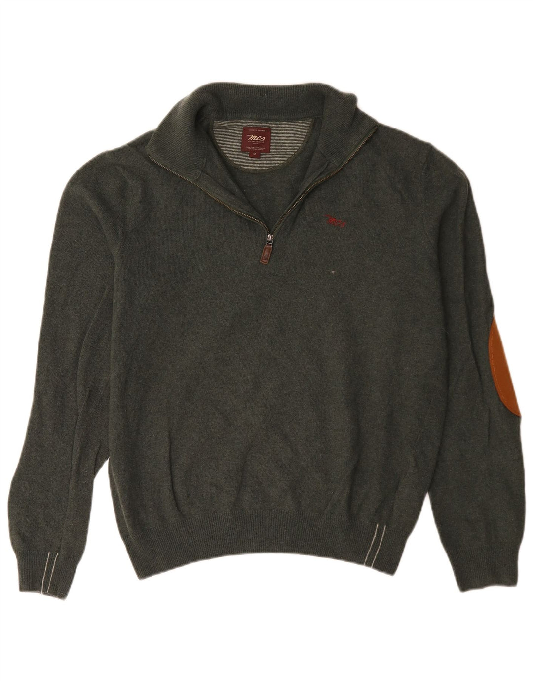 Marlboro Classics Maglione da uomo con zip e collo in lana verde medio