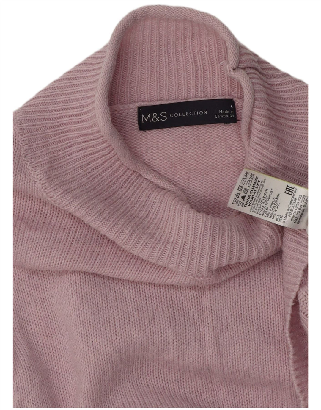 Maglione maglione a collo alto da donna Marks & Spencer UK 16 grande rosa