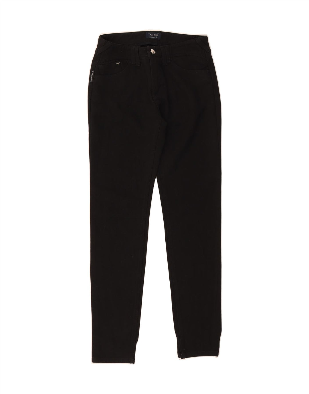 ARMANI Womens Skinny Casual Trousers W26 L29 Black Polyester Vintage Armani and Second-Hand Armani from Messina Hembry 