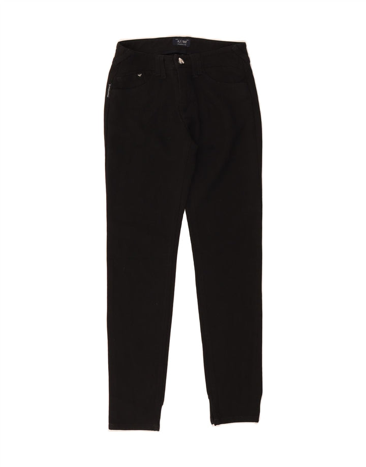 ARMANI Womens Skinny Casual Trousers W26 L29 Black Polyester Vintage Armani and Second-Hand Armani from Messina Hembry 
