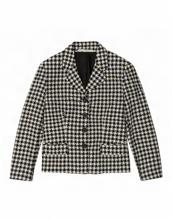 Giacca blazer a 4 bottoni Marks & Spencer da donna UK 14 grande pied de poule nero