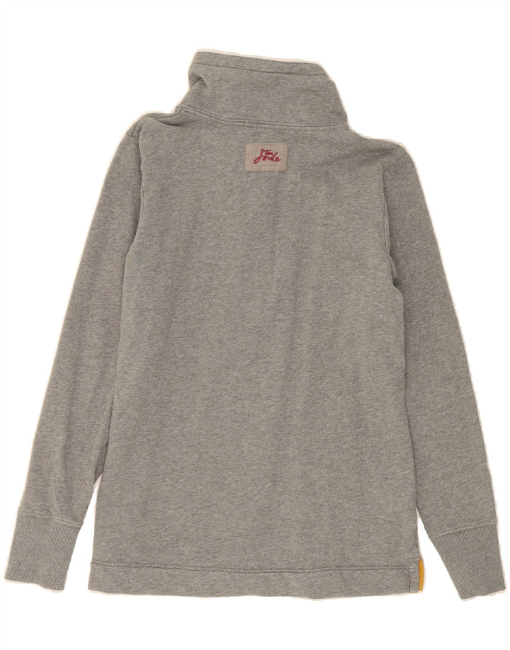 JOULES Womens Button Neck Sweatshirt Jumper UK 12 Medium  Grey Cotton Vintage Joules and Second-Hand Joules from Messina Hembry 