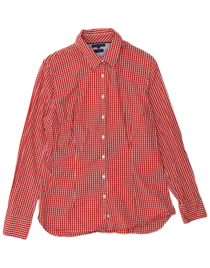 TOMMY HILFIGER Womens Shirt US 12 Large Red Gingham Cotton