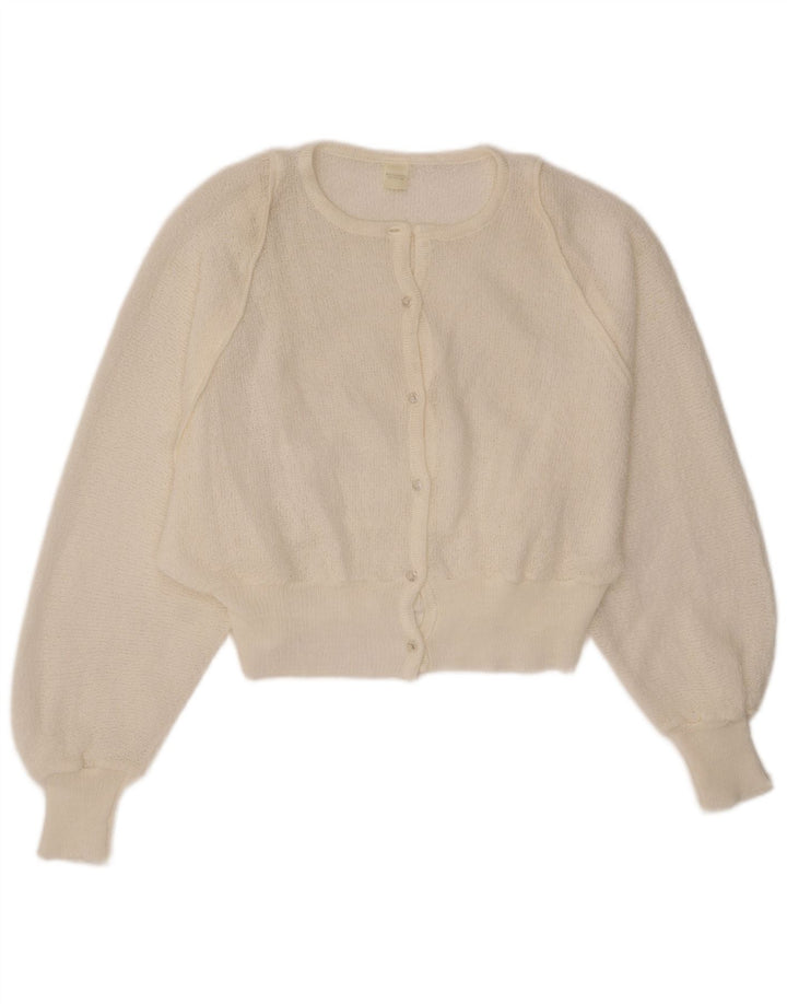 Maglione cardigan oversize da donna vintage UK 16 grande bianco