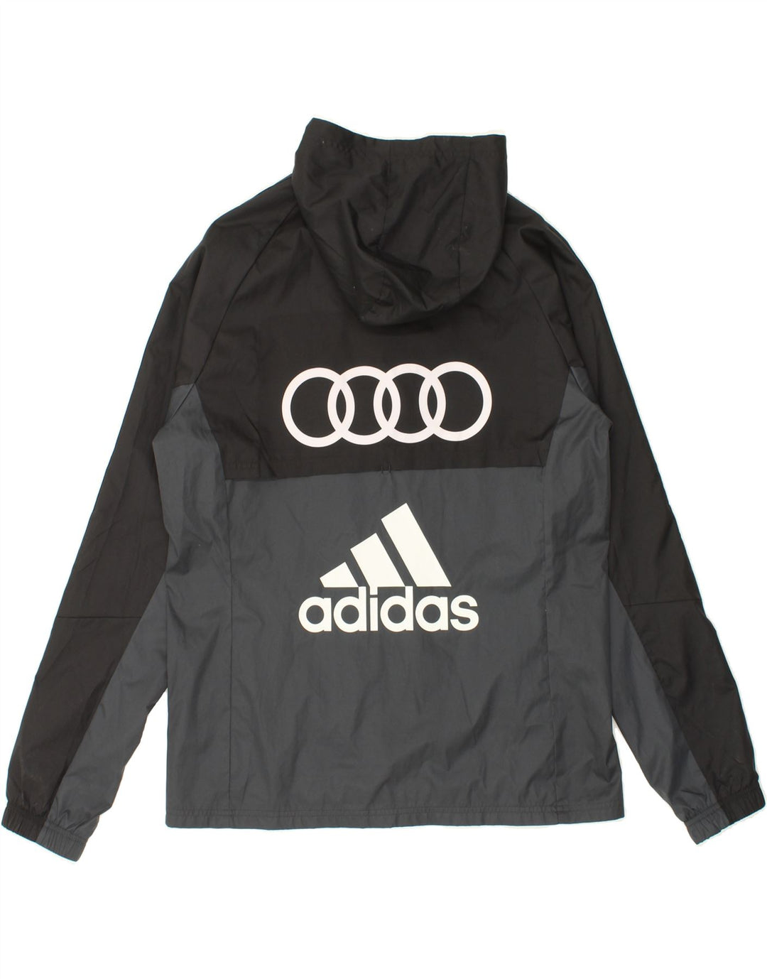 ADIDAS Giacca antipioggia da uomo con cappuccio grafico UK 38 Medium Black Colourblock