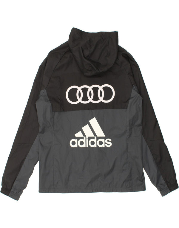 ADIDAS Giacca antipioggia da uomo con cappuccio grafico UK 38 Medium Black Colourblock
