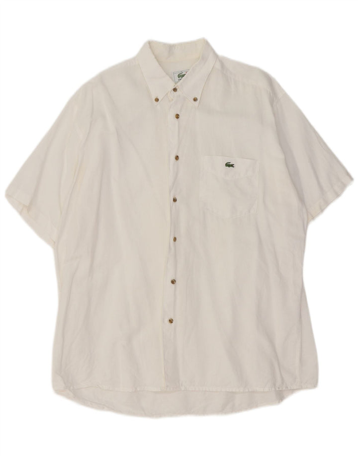 Camicia a maniche corte da uomo Lacoste taglia 42 grande bianca