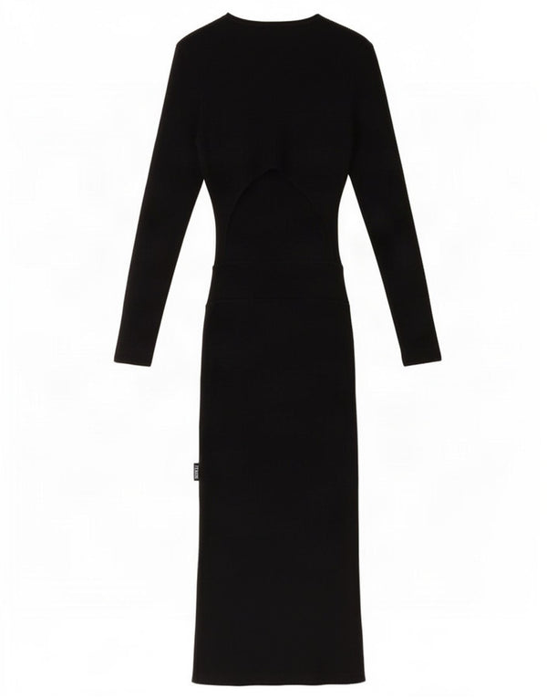 Maxi vestito maglione a maniche lunghe da donna Zara UK 12 viscosa nera media
