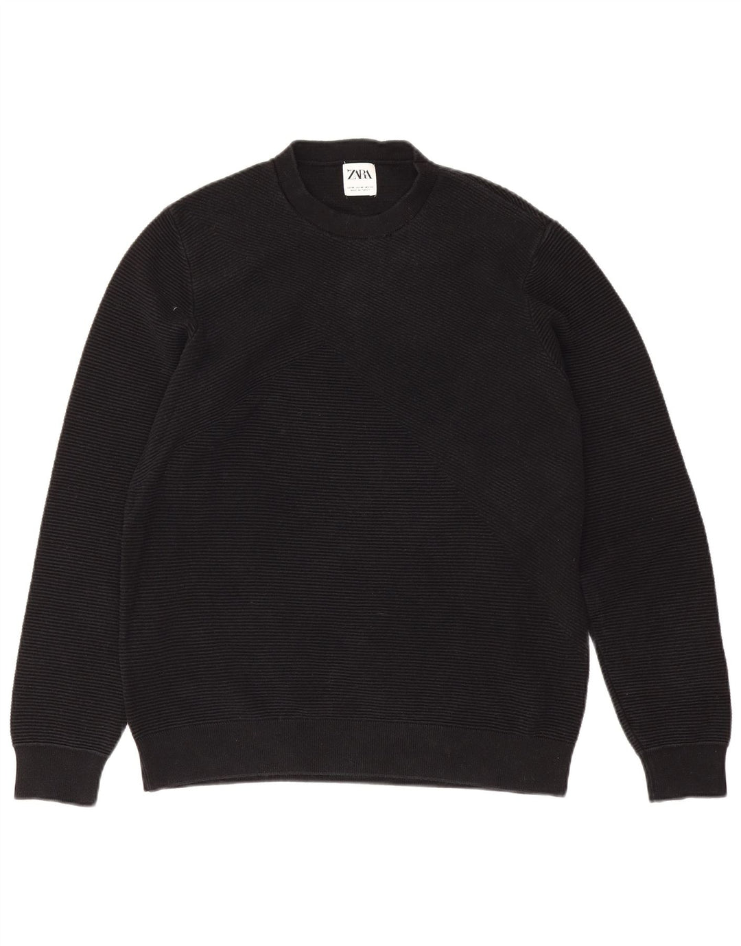 Maglione maglione girocollo da uomo Zara in cotone nero medio