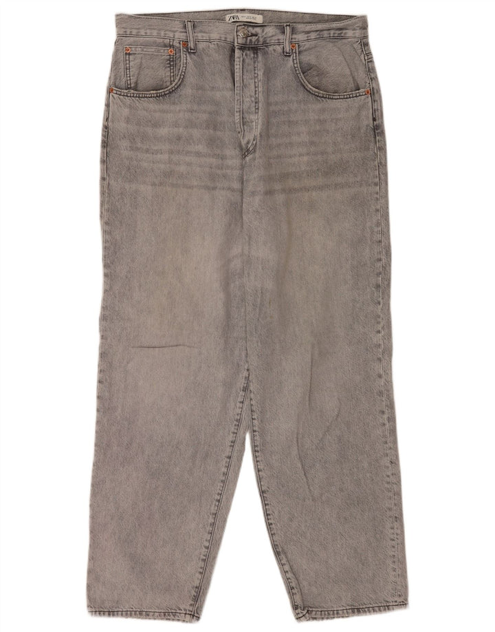 Jeans dritti da uomo Zara EU 44 Large W34 L30 Cotone grigio