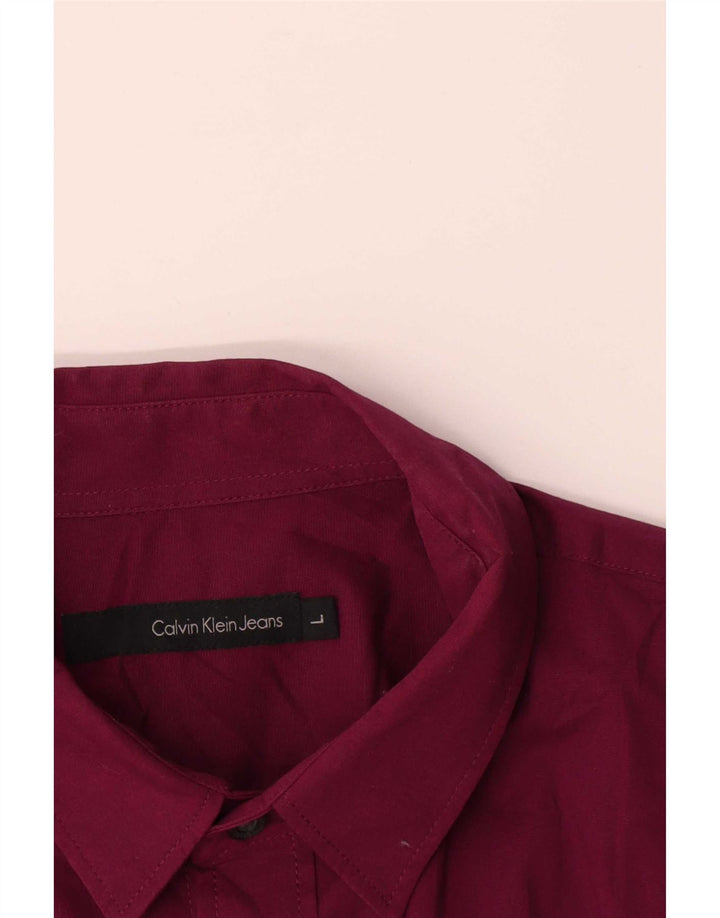Camicia da uomo Calvin Klein Jeans Large in cotone marrone