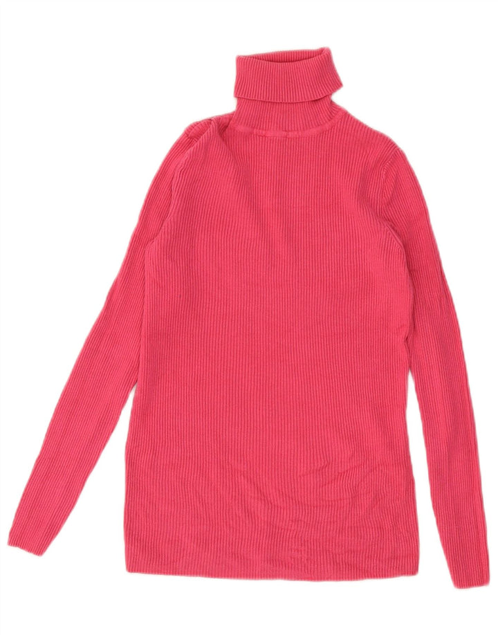 Marks & Spencer Top da donna con collo alto a maniche lunghe UK 10 Small Rosa Viscosa