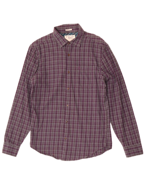 Camicia da uomo in flanella slim fit Penguin Heritage, piccolo cotone a quadri viola
