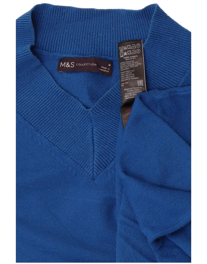 Maglione da donna Marks & Spencer con scollo a V UK 14 Viscosa blu medio