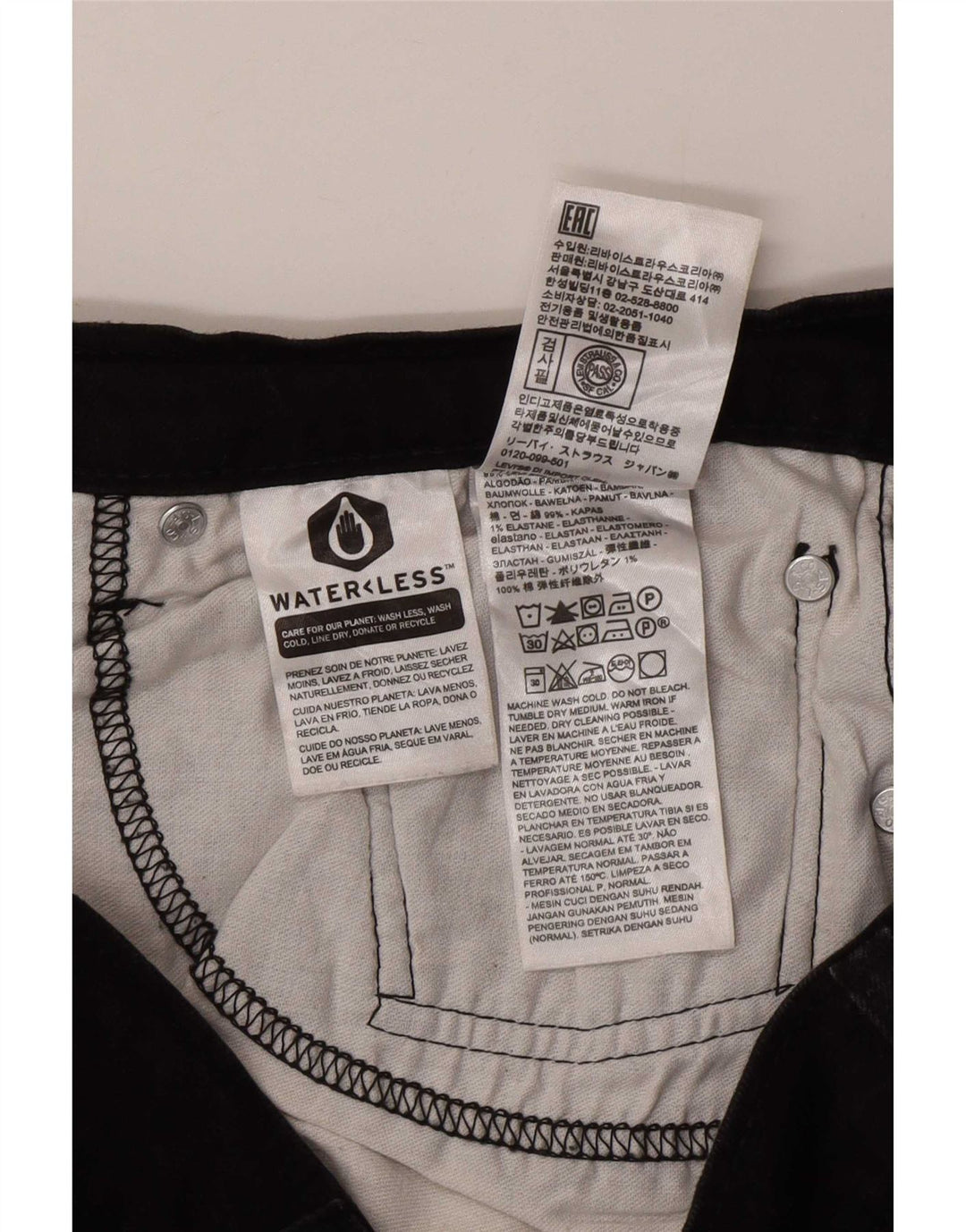 Levi's Uomo 502 Jeans affusolati W36 L32 Cotone Nero