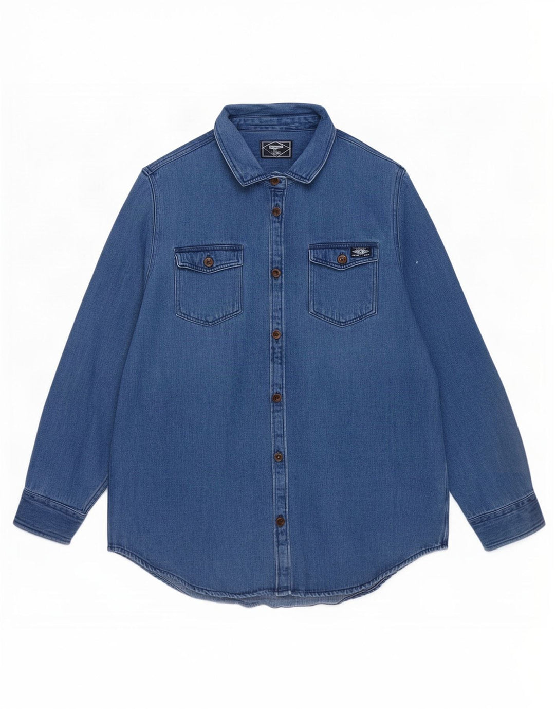 Camicia di jeans da donna Superdry UK 16 grande cotone blu