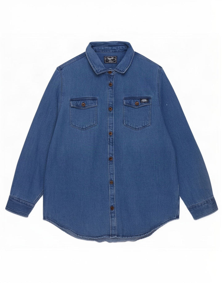 Camicia di jeans da donna Superdry UK 16 grande cotone blu