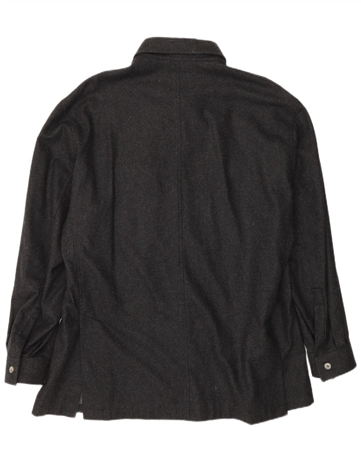 Camicia overshirt da uomo XL in lana vergine screziata grigia