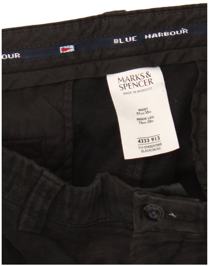 Pantaloni Marks & Spencer da uomo blu Harbour Capri W36 L23 cotone nero
