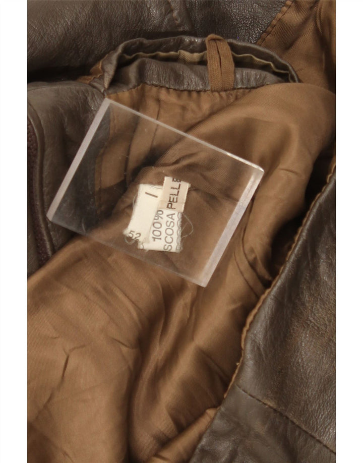 Giacca in Pelle Uomo VINTAGE IT 52 XL Pelle Marrone