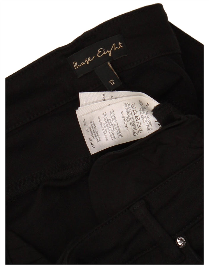 PHASE EIGHT Womens Casual Trousers UK 14 Medium W30 L31 Black Spotted