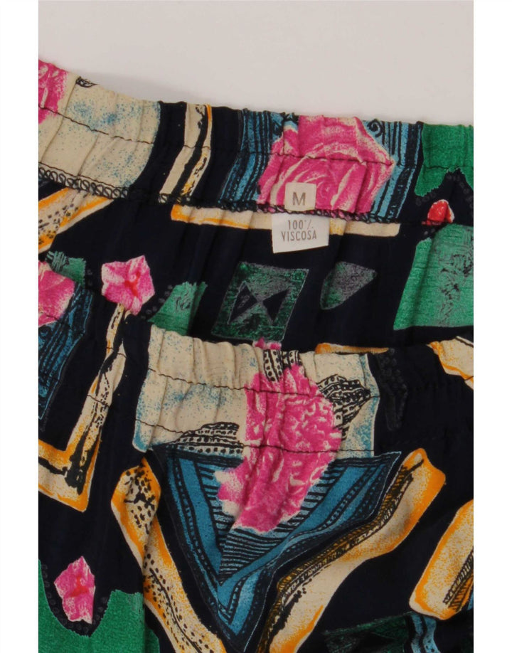 Gonna a pieghe vintage da donna media W34 patchwork in viscosa multicolore
