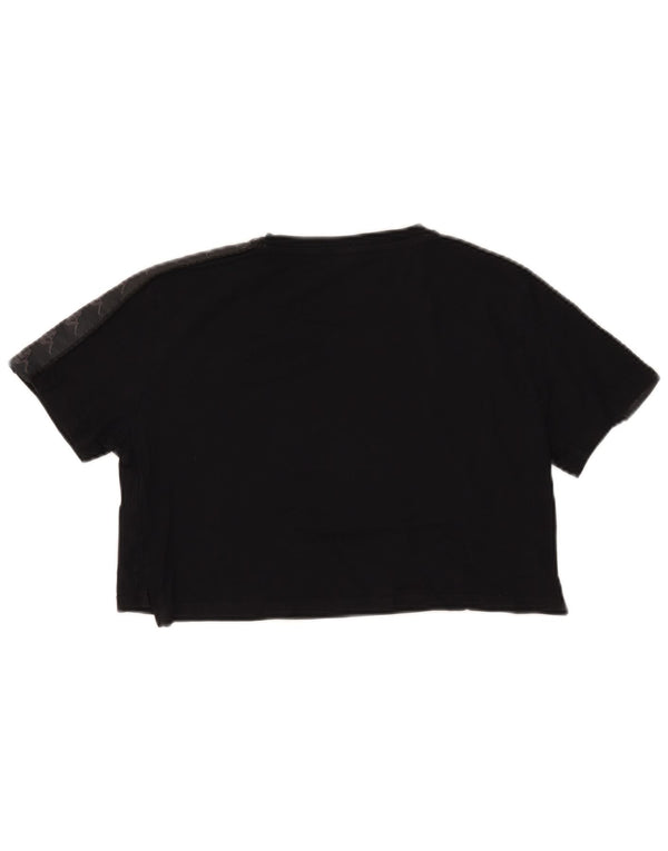 T-shirt grafica oversize corta da donna Kappa Top UK 6 XS cotone nero
