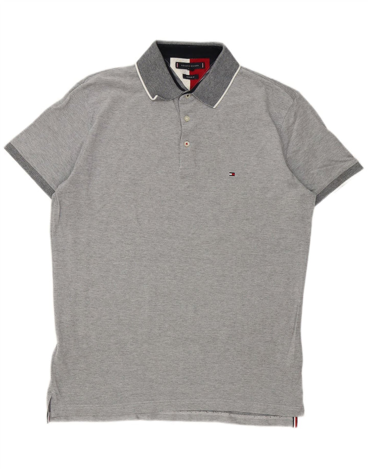 Polo da uomo vestibilità regolare Tommy Hilfiger Large in cotone grigio