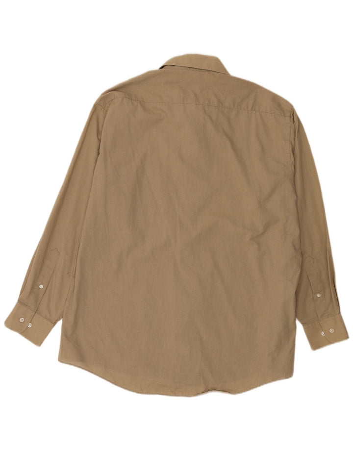 Camicia da uomo Pierre Cardin taglia 16 1/2 grande poliestere marrone