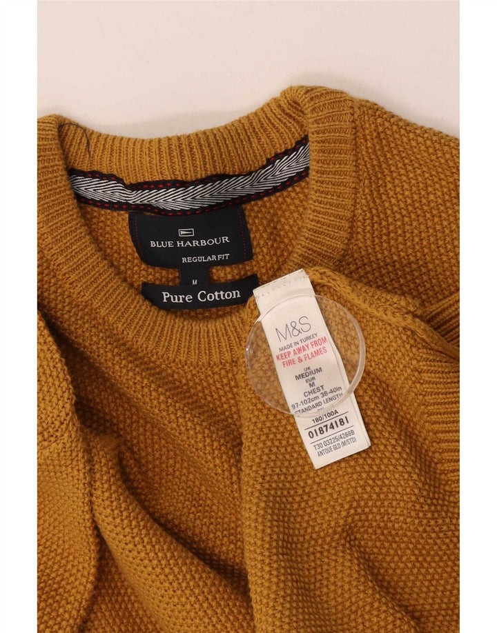 Maglione maglione girocollo da uomo Marks & Spencer blu Harbour giallo medio